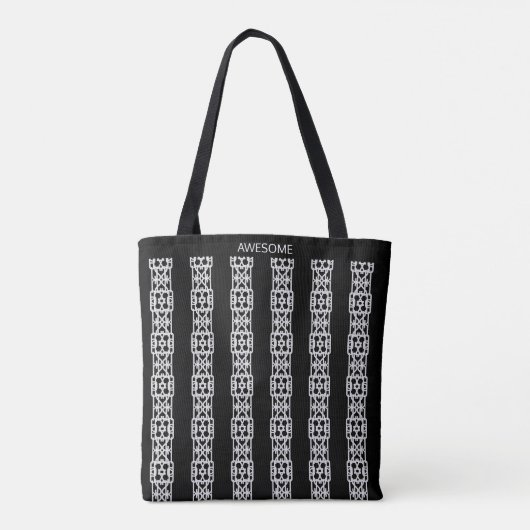 Moderne stijlvolle verticale strepen op zwart tote bag (Achterkant)