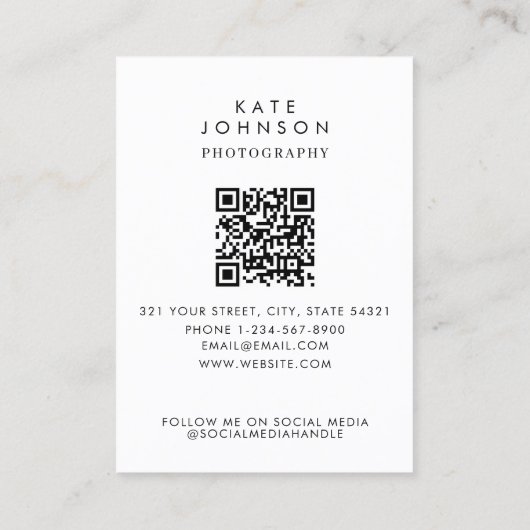 Moderne Stijlvolle Volledige Foto QR Code Social M Visitekaartje (Achterkant)