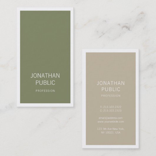 Moderne, stijlvolle vormgeving met design en profe visitekaartje (Voorkant / Achterkant)