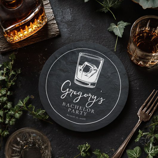 Moderne stijlvolle vrijgezellenfeest papieren bordje