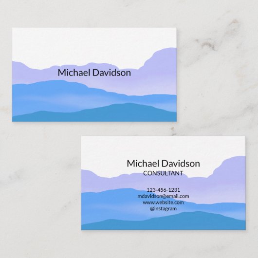 Moderne, stijlvolle Waterverf Blue Abstract minima Visitekaartje (Voorkant / Achterkant)