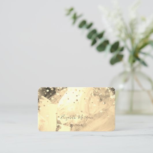 Moderne, stijlvolle Waterverf, Gold Confetti Visitekaartje (Staand voorkant)