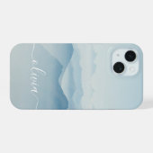 Moderne stijlvolle waterverf monogram iPhone 15 case (Achterkant horizontaal)