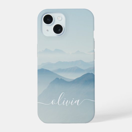 Moderne stijlvolle waterverf monogram iPhone 15 case (Achterkant)
