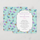 Moderne , stijlvolle Waterverf vogelbruiloft Kaart (Voorkant / Achterkant)