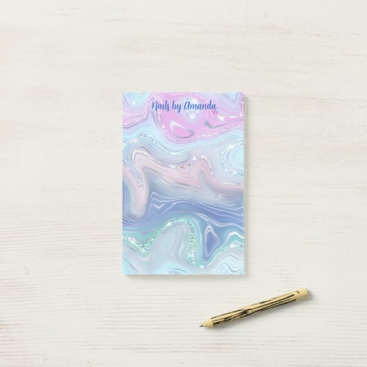 Moderne, stijlvolle Waterverf wervelmonogrammen Post-it® Notes (Op bureau)