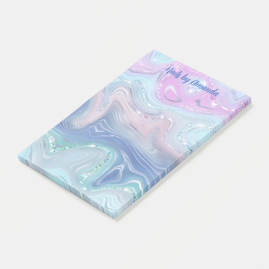 Moderne, stijlvolle Waterverf wervelmonogrammen Post-it® Notes (Schuin)