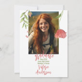 Moderne stijlvolle wilde bloemen afstuderen kaart (Achterkant)