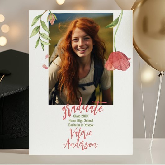 Moderne stijlvolle wilde bloemen afstuderen kaart