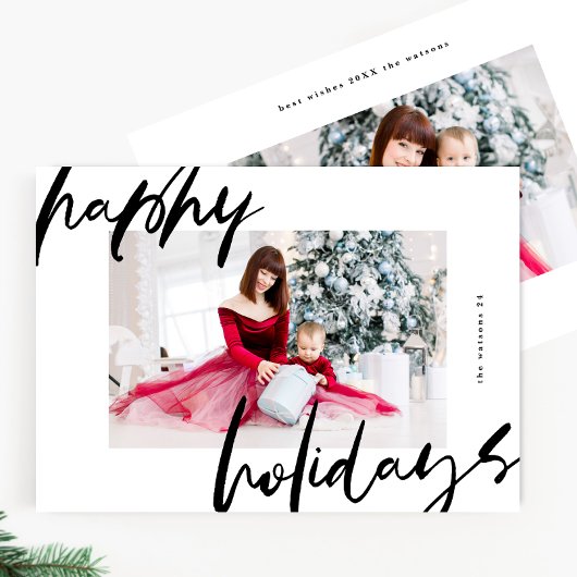 Moderne stijlvolle wit & zwart foto blij feestdagenkaart