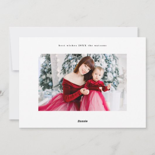 Moderne stijlvolle witte & groene foto Happy Feestdagenkaart (Achterkant)