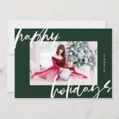 Moderne stijlvolle witte & groene foto Happy Feestdagenkaart (Voorkant)