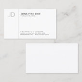 Moderne, stijlvolle, witte monogram visitekaartje (Voorkant / Achterkant)