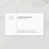 Moderne, stijlvolle, witte monogram visitekaartje (Voorkant)