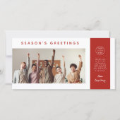 Moderne stijlvolle zakelijke team foto | Rood Feestdagenkaart (Voorkant)
