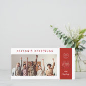 Moderne stijlvolle zakelijke team foto | Rood Feestdagenkaart (Staand voorkant)