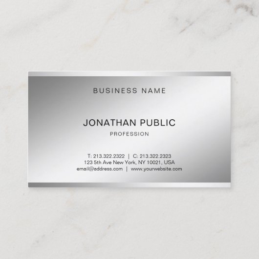 Moderne, stijlvolle, zilveren look Design Professi Visitekaartje (Achterkant)