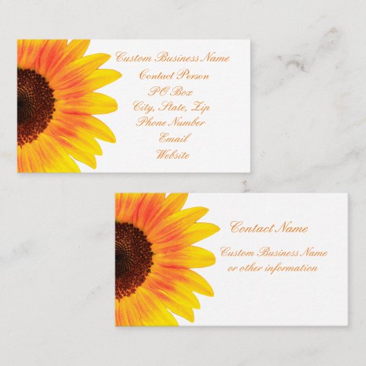 Moderne stijlvolle zonnebloem visitekaartje (Voorkant / Achterkant)