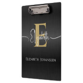 Moderne Stijlvolle Zwart Goud Monogrammed Script N Klembord (Links)