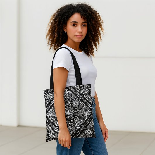 Moderne stijlvolle zwart-wit Abstracte kunstvormen Tote Bag