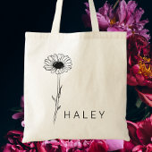 Moderne Stijlvolle Zwart-Wit Botanische Bloemen Tote Bag