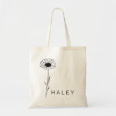 Moderne Stijlvolle Zwart-Wit Botanische Bloemen Tote Bag (Voorkant)