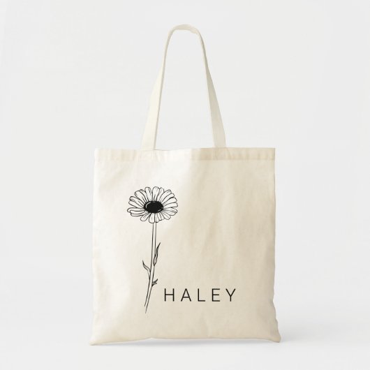 Moderne Stijlvolle Zwart-Wit Botanische Bloemen Tote Bag (Voorkant)