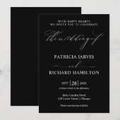 Moderne Stijlvolle Zwart-Wit Huwelijksuitnodiging Bedankkaart (Voorkant / Achterkant)