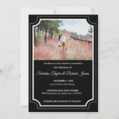 Moderne Stijlvolle Zwart-Wit Huwelijksuitnodiging Kaart (Voorkant)