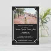 Moderne Stijlvolle Zwart-Wit Huwelijksuitnodiging Kaart (Staand voorkant)