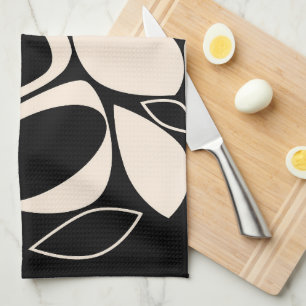 Moderne Stijlvolle Zwarte Crème Abstract Patroon Theedoek