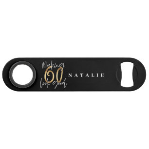 Moderne, stijlvolle zwarte en gouden 60ste verjaar speed flessenopener