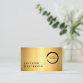 Moderne, stijlvolle zwarte en gouden logo professi visitekaartje (Staand voorkant)