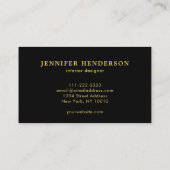 Moderne, stijlvolle zwarte en gouden logo professi visitekaartje (Achterkant)