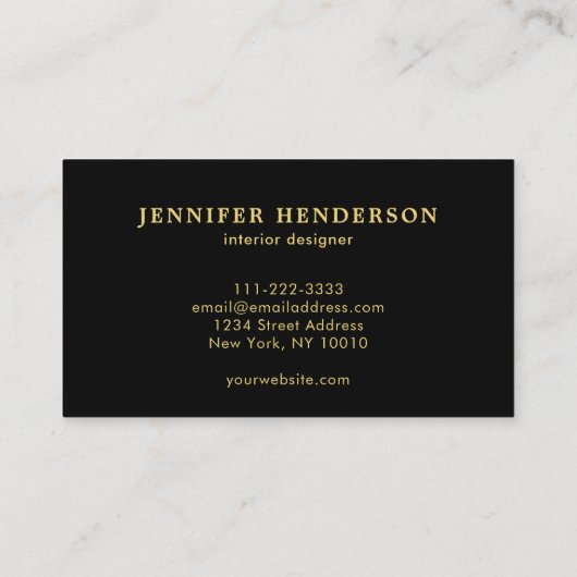 Moderne, stijlvolle zwarte en gouden logo professi visitekaartje (Achterkant)