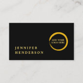 Moderne, stijlvolle zwarte en gouden logo professi visitekaartje (Voorkant)