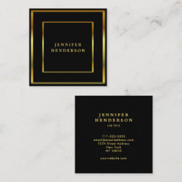 Moderne, stijlvolle, zwarte en goudplein vierkante visitekaartje