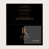 Moderne, stijlvolle, zwarte en goudprofessionele c visitekaartje (Buitenkant ongevouwen)