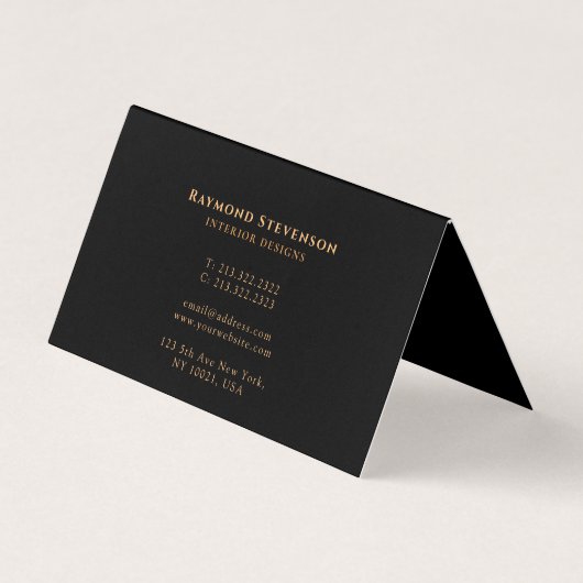 Moderne, stijlvolle, zwarte en goudprofessionele c visitekaartje (Achterkant)