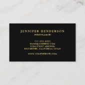 Moderne, stijlvolle, zwarte en goudprofessionele c visitekaartje (Achterkant)