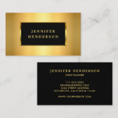 Moderne, stijlvolle, zwarte en goudprofessionele c visitekaartje (Voorkant / Achterkant)