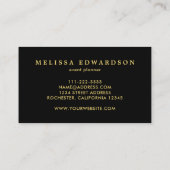 Moderne, stijlvolle, zwarte en goudprofessionele c visitekaartje (Achterkant)