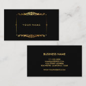 Moderne, stijlvolle, zwarte en goudprofessionele c visitekaartje (Voorkant / Achterkant)