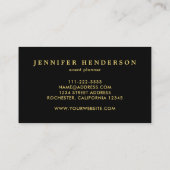 Moderne, stijlvolle, zwarte en goudprofessionele c visitekaartje (Achterkant)