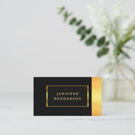 Moderne, stijlvolle, zwarte en goudprofessionele c visitekaartje (Staand voorkant)
