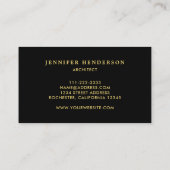 Moderne, stijlvolle, zwarte en goudprofessionele c visitekaartje (Achterkant)