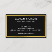 Moderne, stijlvolle, zwarte en goudprofessionele v visitekaartje (Achterkant)