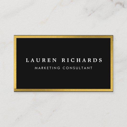 Moderne, stijlvolle, zwarte en goudprofessionele v visitekaartje (Voorkant)