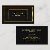 Moderne, stijlvolle, zwarte en goudprofessionele v visitekaartje (Voorkant / Achterkant)