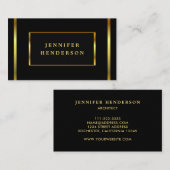 Moderne, stijlvolle, zwarte en goudprofessionele v visitekaartje (Voorkant / Achterkant)